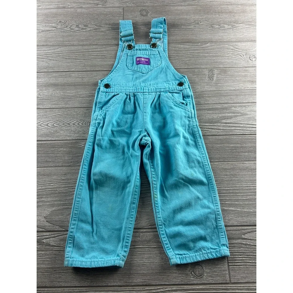 Vintage OshKosh Bgosh Sky Blue Corduroy Overalls Toddler Size 3T Pants Blue